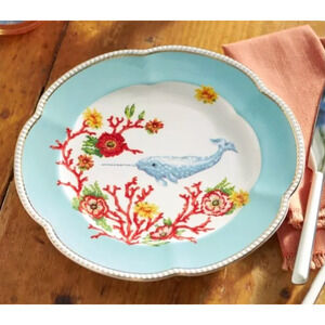 Anthropologie Lou Rota Narwhal Plate Mother Nature Dessert Salad 9.5" Brand New